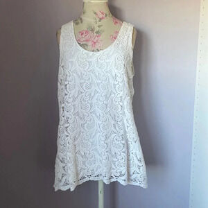 Kelly by Clinton Kelly white crocheted front take top size XL